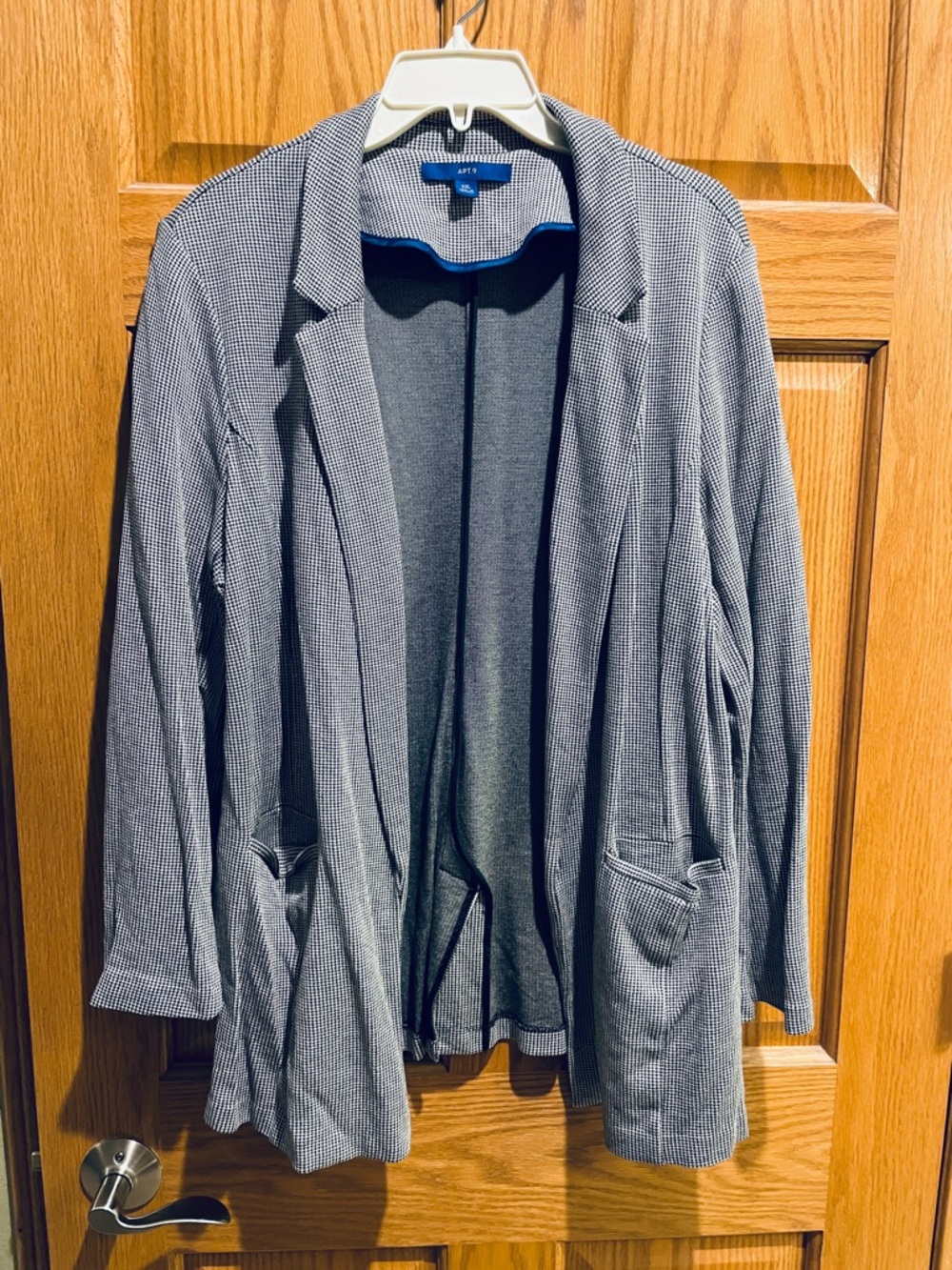 Apt. 9 Navy and White Micro-Check Jacket